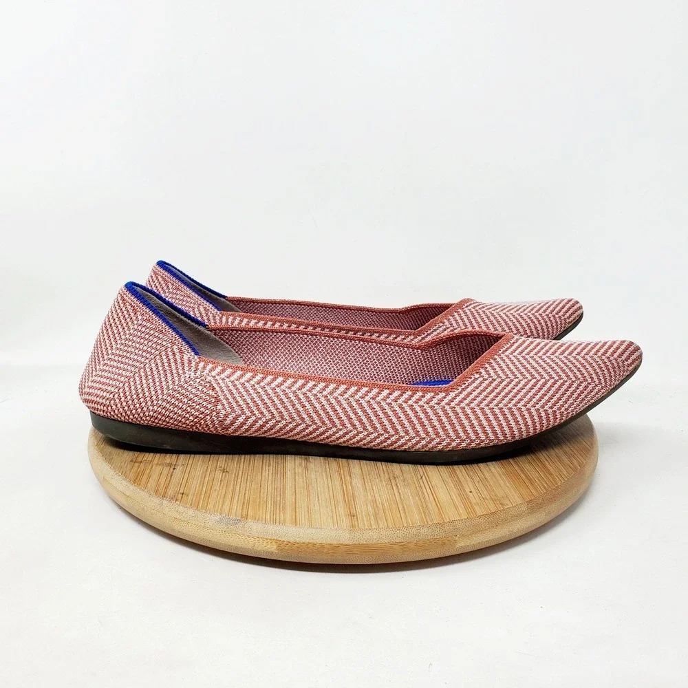 Rothys The Point Ballet Flats Womens 8.5 Amber Herringbone Metallic Pointed Shoe